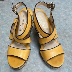 L.A.M.B.  Yellow platform sandals (sz 6)